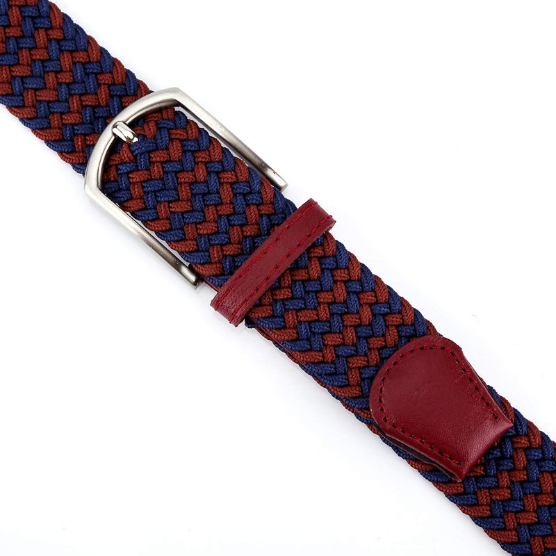 Radmire Braided Canvas Woven Elastic Stretch Belts for Men/Women/Junior with Multicolored (WineBlue, XX-Large/44-46" Waist) - Image 3